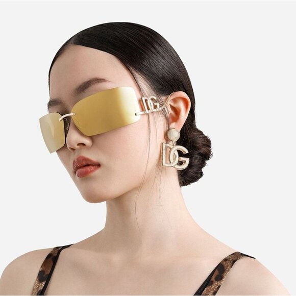 NEW DG2319 02/5A DOLCE&GABBANA GOLD SHIELD SUNGLASSES DG2319 - Picture 2 of 9
